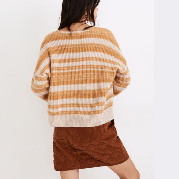 Madewell L Staley V-Neck Sweater | Space Dye, Cropped Boxy Fit, Alpaca Blend, XL - Picture 4 of 8